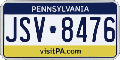 PA license plate JSV8476