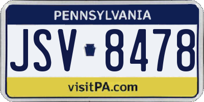 PA license plate JSV8478