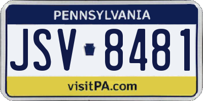 PA license plate JSV8481