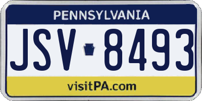 PA license plate JSV8493