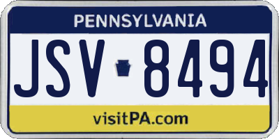 PA license plate JSV8494