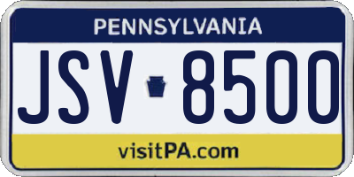 PA license plate JSV8500
