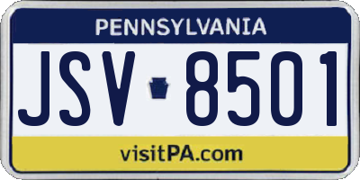 PA license plate JSV8501