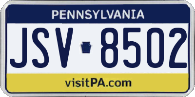 PA license plate JSV8502