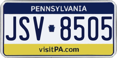 PA license plate JSV8505