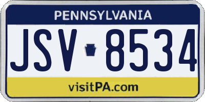 PA license plate JSV8534