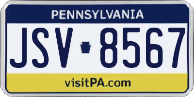 PA license plate JSV8567