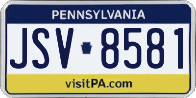 PA license plate JSV8581