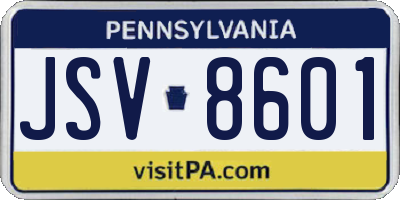 PA license plate JSV8601