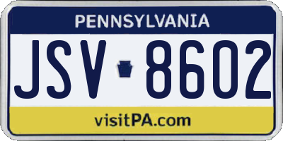 PA license plate JSV8602