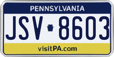 PA license plate JSV8603