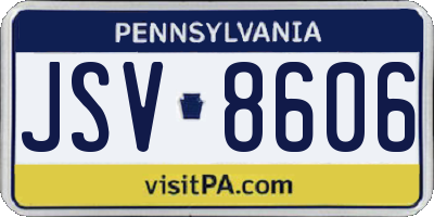 PA license plate JSV8606