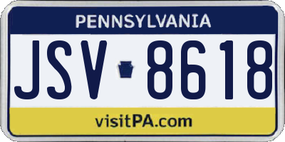 PA license plate JSV8618