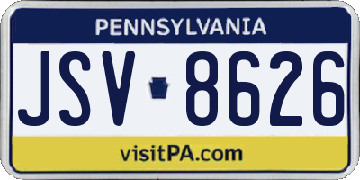 PA license plate JSV8626