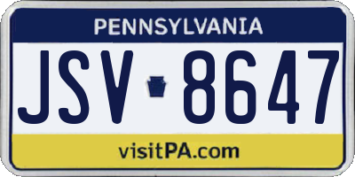 PA license plate JSV8647