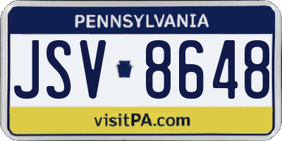 PA license plate JSV8648