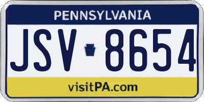 PA license plate JSV8654