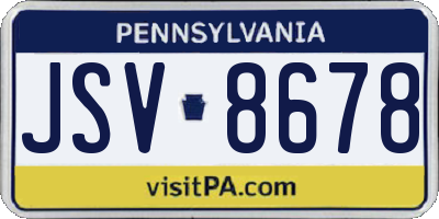PA license plate JSV8678