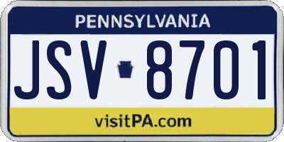 PA license plate JSV8701