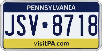 PA license plate JSV8718