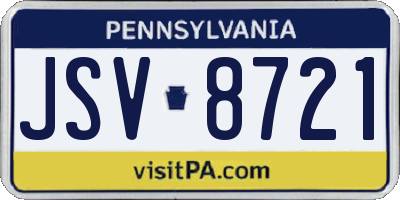 PA license plate JSV8721