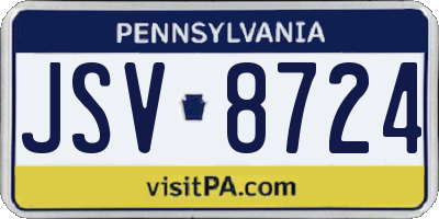 PA license plate JSV8724