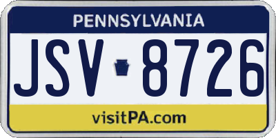 PA license plate JSV8726