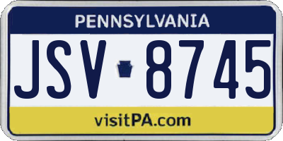 PA license plate JSV8745