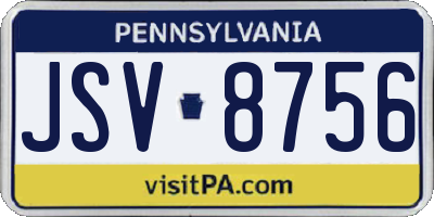 PA license plate JSV8756