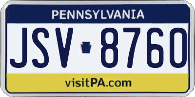 PA license plate JSV8760