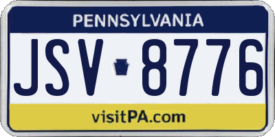 PA license plate JSV8776