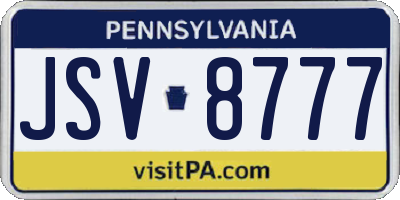 PA license plate JSV8777
