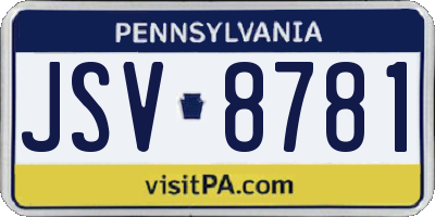 PA license plate JSV8781