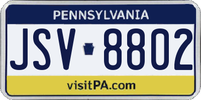 PA license plate JSV8802