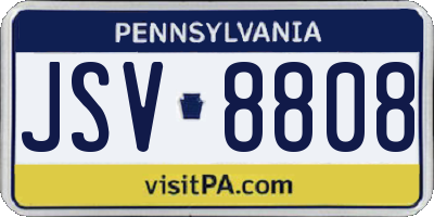 PA license plate JSV8808