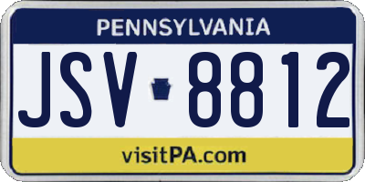 PA license plate JSV8812