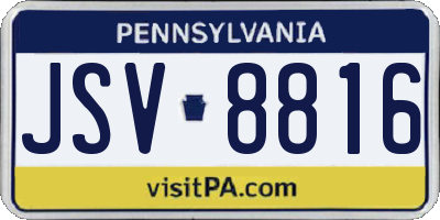 PA license plate JSV8816