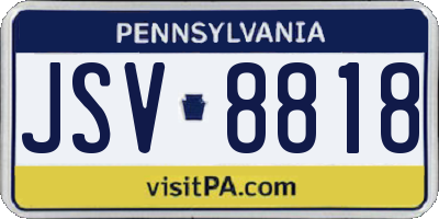 PA license plate JSV8818