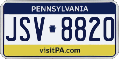 PA license plate JSV8820