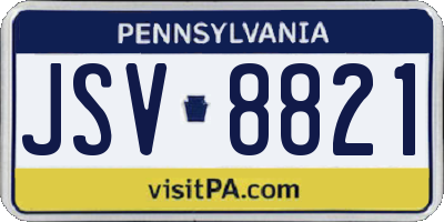 PA license plate JSV8821