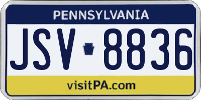 PA license plate JSV8836