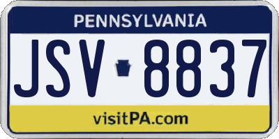 PA license plate JSV8837