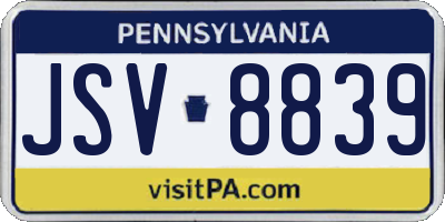PA license plate JSV8839