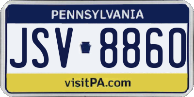 PA license plate JSV8860