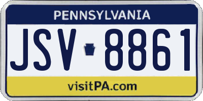 PA license plate JSV8861
