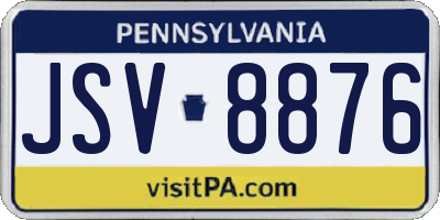 PA license plate JSV8876