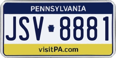 PA license plate JSV8881