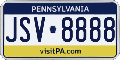 PA license plate JSV8888