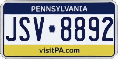 PA license plate JSV8892