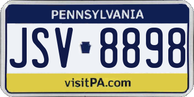 PA license plate JSV8898